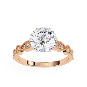 แหวนเพชรทรงกลม 2 กะรัต ขายดีที่สุด พร้อมเพชรเม็ดกลมด้านข้าง ทองคำแท้ 14K แหวนหมั้น เครื่องประดับคุณภาพสูง - Product Image 3