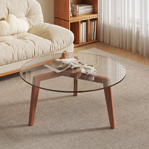 <b>Set</b> of 2 Iron Nesting Coffee Table Glass <b>Tea</b> Table End Table for Home Office - Product Image 5