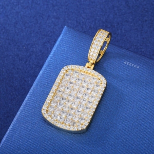 Colgante de Moissanita Corte Princesa - Colgante de Moissanita Hecho a Mano en Plata de Ley 925, Colgante Hip Hop de Moissanita Color D VVS - Product Image 4