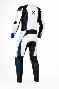 Combinaison de moto en cuir légère pour course sur circuit |   Blanc Noir Bleu |   Fabricant OEM ODM |   Qualité de conception haut de gamme | - Product Image 3