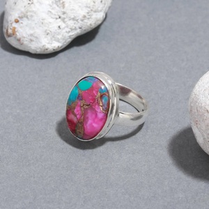 Pink Oyster <b>Ring</b> <b>925</b> Sterling <b>Silver</b> Handmade Band Bezel Setting <b>Ring</b> For Her - Product Image 3