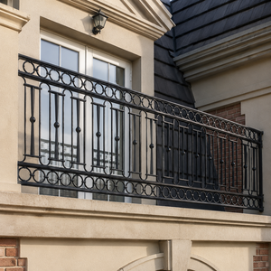 Rampe de balcon moderne en aluminium noir avec motif circulaire, résistante à la rouille et à l'eau, pour villa extérieure, terrasse, panneau de clôture de sécurité - Product Image 2