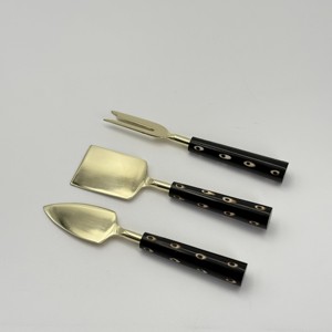 Fabricant fiable d'ensembles de couteaux à fromage en acier inoxydable avec manche en résine, comprenant un épandeur et une trancheuse, pour le service du fromage. - Product Image 6