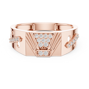 Rose Gold Diamond <b>Ring</b> Geometric Trilogy Engagement Wedding Band for Men Women Custom Size <b>Fine</b> Jewelry - Product Image 3