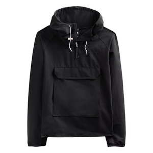 Men's Black Quarter Zip Stand Collar Quick Dry Windbreaker <b>Jacket</b> Casual Sporty Polyester/Cotton Outerwear Winter Wear - Product Image 1