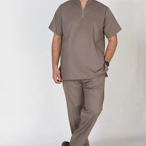 Ensembles de blouses médicales unisexes personnalisées à col rond en tissu rayonne et toile, détection d'aiguilles, service OEM, uniformes d'hôpital avec logo personnalisé - Product Image 1