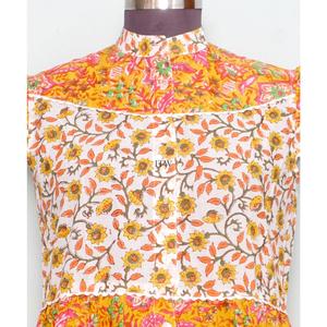 Vestido Largo Casual de Algodón con Estampado Floral para Mujer, Estilo Boho, Cuello Alto, Manga con Volantes, Corte Ajustado y Evase - Product Image 5