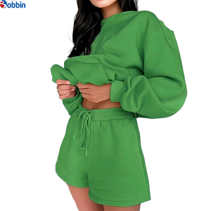 Conjunto de chándal corto con capucha estilo Hip Hop, sudadera con hombros caídos y pantalones cortos, ropa de mujer, conjunto holgado de 2 piezas - Product Image 6