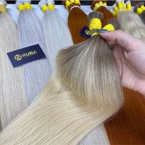 Extensions de cheveux humains bruts lisses en vrac, blonds naturels, argentés, bruns pour l'allongement en salon - Product Image 4