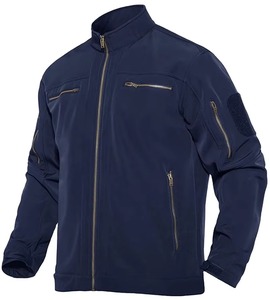 Veste softshell pour homme à col montant, multi-poches, résistante à l'eau et au vent, veste de terrain, bleu marine, olive, noir, kaki, logo personnalisé OEM - Product Image 4