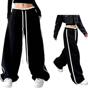 Nuevos Pantalones Deportivos para Hombre Haody 2026, Tejido de Poliéster/Algodón Ecológico, Diseño Plisado de Pierna Ancha, Estilo Hip Hop - Product Image 1