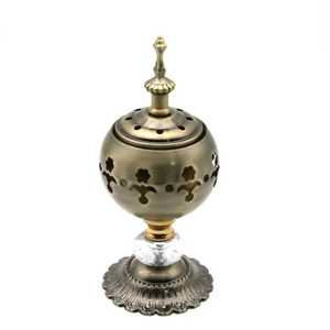 Brûleur à Bakhoor en Métal Doré de Qualité Supérieure, Support d'Encens Traditionnel en Forme de Calice, Encensoir Arabe à Base Sculptée pour Mariages et Événements - Product Image 5