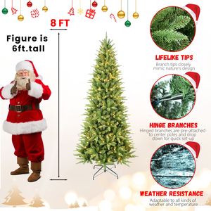 Albero di Natale Artificiale Sottile Pre-Illuminato da 2,13 m con 1612 Rami Misti in PE/PVC e 500 Luci LED - Product Image 2