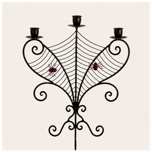 Candelabro Gótico de Telaraña para Halloween, de Hierro Negro, con 3 Brazos, Portavelas Metálico para Decoración de Mesa en Fiestas Espeluznantes, Venta al Por Mayor - Product Image 1