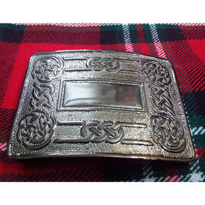 Hebilla de cinturón para kilt de hombre, diseño celta en espiral, cromada/hebilla para kilt escocés, accesorios antiguos de las Tierras Altas con diseño celta en espiral - Product Image 1