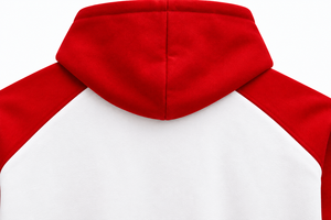 เสื้อฮู้ดซิปสีแดงขาว บล็อกสี ดีไซน์ลำลองสำหรับผู้ชาย ผ้าฟลีซ 100% คอตตอน ทรงโอเวอร์ไซส์  โลโก้ที่คอหลัง ดีไซน์กระเป๋า - Product Image 6