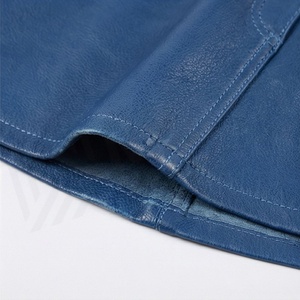 Jupe courte en similicuir à taille haute pour femme, couleur unie avec poche, design brillant, style toutes saisons - Product Image 6