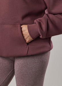 Conjunto de chándal de forro polar transpirable de 2 piezas para mujer, de longitud completa, personalizado, color uva, casual, liso, 365, de ajuste regular, con sudadera con capucha y pantalones de chándal - Product Image 5