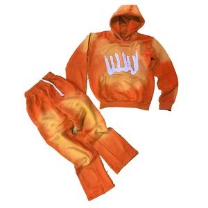 Conjunto de chándal con capucha degradado verde para niños, sudadera con cremallera, pantalones largos de manga larga, ropa deportiva informal - Product Image 4