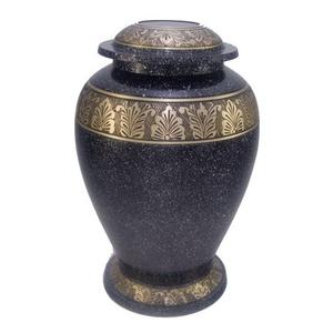 Urnas funerarias de latón de alta calidad para adultos con banda grabada, acabado en oro y azul, para cenizas humanas. - Product Image 6