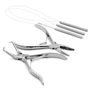 Kit d'outils de pose et de retrait d'extensions de cheveux en acier inoxydable pour extensions à micro-anneaux, équipement de salon - Product Image 1