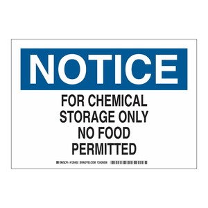 Panneau de sécurité Brady pour stockage de produits chimiques - Interdiction d'aliments - PVC pour laboratoires et entrepôts - Product Image 3