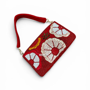 Trendy Handmade Beadwork Clutch Wallet Stylish Floral Evening <b>Wristlet</b> Bag for Ladies - Product Image 1