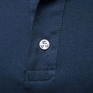 Men's <b>Navy</b> Blue And Red Color Blocked Short Sleeve Polo Shirt Regular Fit Casual Knitted Design - Product Image 5