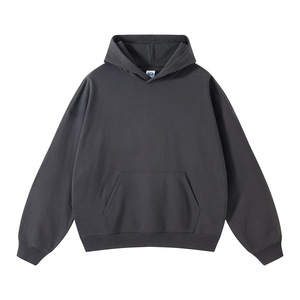 Sweat à capuche oversize en coton de haute qualité, molleton épais, épaules tombantes, uni, personnalisable, en French Terry pour hommes - Product Image 4