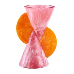 Jarrón de Vidrio Hecho a Mano Moderno Resun con Diseño de Espiral Rosa, Forma Irregular, Decoración Artística - Product Image 1