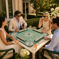 Tapis de Mahjong Américain Personnalisé 33x33 Pouces en Néoprène Antidérapant, Housse de Table Géométrique Art Déco Carrée, Cadeau pour Soirée Jeux, OEM ODM Vente en Gros