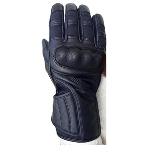 Gants de moto en cuir véritable respirants et antidérapants pour motocross, course moto, doigts entiers, unisexe, fermeture auto-agrippante, noir et blanc - Product Image 1