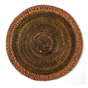 <b>Coffee</b> Shop Rattan Placemat Hand-Woven Round <b>Table</b> Mat for <b>Rustic</b> Cafe Decor Sustainable Woven Fiber Plate - Product Image 1