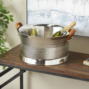 Large Pure Copper Hammered Wine Cooler Tub Handmade Luxury <b>Beverage</b> Ice Bucket for Champagne <b>Serving</b> and Decoration - Product Image 5