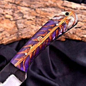 Couteau de chasse EDC à lame fixe en acier 12c27 personnalisé, manche en forme de cône de pin, étui en cuir, fabrication OEM, lame pleine longueur - Product Image 4