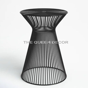 Vintage Style Iron Metal and Wood Top Unique Tower Shape <b>Black</b> Finished <b>Side</b> & End <b>Table</b> Luxury Furniture Accent - Product Image 4