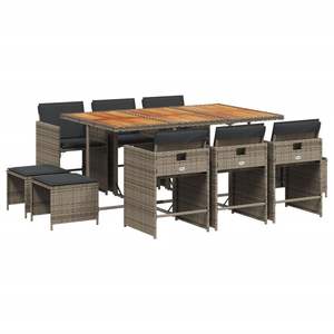 Juego de 10 Muebles de Comedor para Patio en Gris y Marrón, Duraderos y Elegantes para Entretenimiento al Aire Libre - Product Image 2