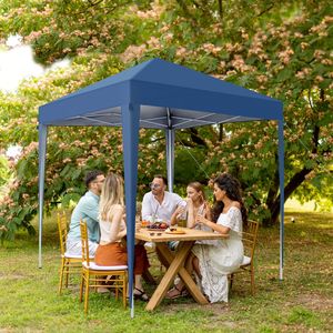Tenda Pieghevole Blu ad Angolo Retto 2 X 2m, Pratica Tenda da Campeggio Impermeabile con Due Porte e Due Finestre - Product Image 4
