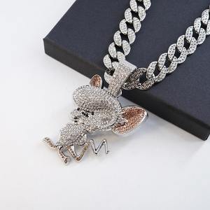 Nouveau Collier Pendentif Homme Européen-Américain en Alliage, Motif Animal de Dessin Animé Jerry, Entièrement Sertie de Diamants, Tridimensionnel, Tendance et Polyvalent - Product Image 6
