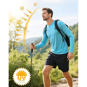 Camiseta de Manga Larga para Hombre, Color Azul Cielo, con Ventilación, Protección UV, Transpirable, para Natación - Product Image 5