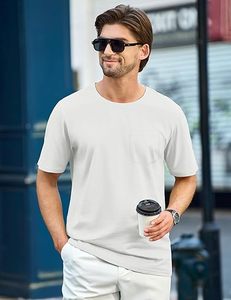Camisetas de manga corta de algodón para hombre, camiseta que absorbe la humedad, cuello redondo, camisetas ligeras de verano - Product Image 2