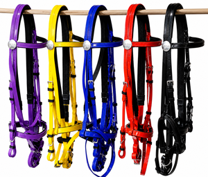 BLUHORSE BH-4138 Bridon de course Full Cob avec rênes en caoutchouc Biothene PVC indien et boucles en acier inoxydable, couleur personnalisée - Product Image 1