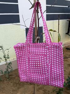 Bolso Tote Grande de Hombro Acolchado de Algodón con Estampado Artesanal, Estilo Indio, para Fin de Semana, Hecho a Mano, Lavable - Product Image 2