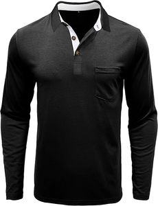 Made In Pakistan Most Superior Quality Breathable Black Loose Breathable Full <b>Sleeves</b> <b>Polo</b> <b>Shirts</b> For <b>Men</b> Low MOQ - Product Image 3