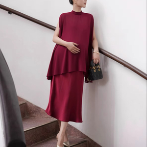 Faldas Midi Casuales Tejidas para Mujer, Marca Gentlemom, OEM/ODM, Elásticas, Cintura Elástica, Estilo Trompeta/Sirena, Mezcla de Satén y Seda, Hechas en Vietnam - Product Image 1