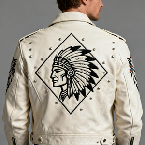 OEM Men's PU Leather Motor <b>Jacket</b> Plain Embroidery <b>Rhinestone</b> Rivets Windproof Anti-Bacterial Features Silk Lining Full - Product Image 3