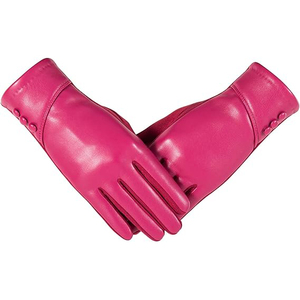 Gants en cuir classiques pour femmes avec doublure en velours et pointes des doigts compatibles avec les écrans tactiles pour une utilisation quotidienne en hiver - Product Image 1