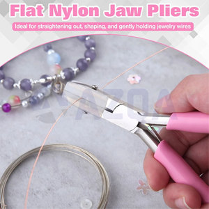 Stainless Steel Flat Nose Plier With Nylon Tips And Pink PVC Grip Handle For Body Jewelry And Wire Bending - Product Image 3