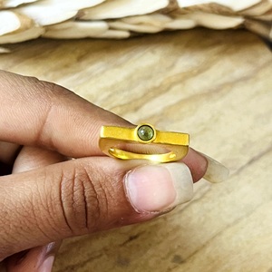 Hot Design Minimalist Peridot <b>Ring</b> Boho Brass <b>Rings</b> for Women 18k Gold Plated Bar Minimal <b>Dainty</b> Jewelry for Wholesale/OEM/ODM - Product Image 5