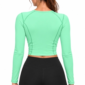 Camiseta de Yoga de Manga Larga para Mujer, Corte Ajustado, Diseño Flexible, Textura Suave, Ropa de Entrenamiento - Product Image 2